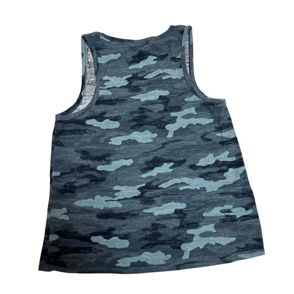 Lucky Brand Blue Camo Tank Top Women's Large 95% Cotton 5% Spandex Graphic Print - Picture 2 of 3